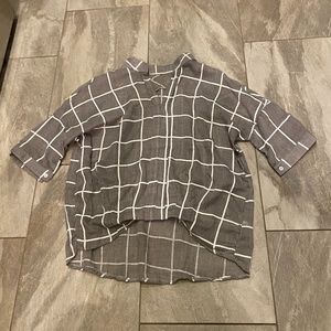 Unbranded Grey/White check Top S/M
